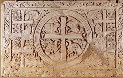 Chancel slab, closing element of the choir of a church. from Lebanon. 5th-6th century AD. Paris, Louvre Museum by School Lebanese