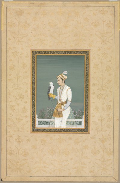 Portrait of a Prince with a Hawk by School Mughal