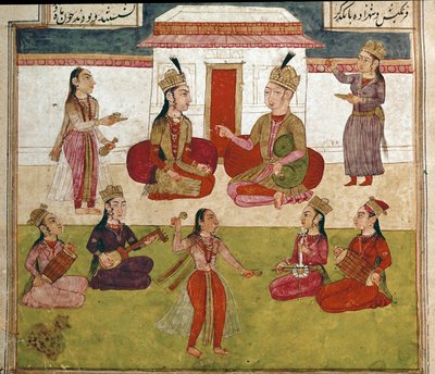 Concert and Entertainment in a Harem from the Shahnameh by School Persian