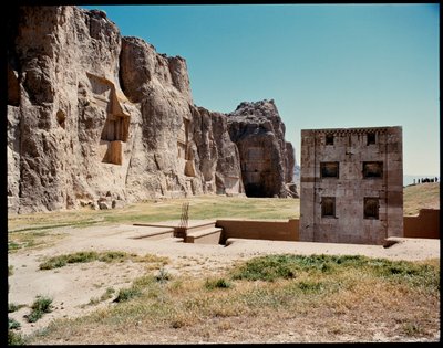 View of the Necropolis and the tombs belonging Achaemenid kings, and the Cube of Zoroaster by School Persian