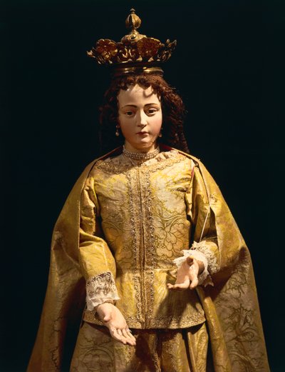 Richly dressed statue of the Immaculate Conception, used in procession by School Peruvian