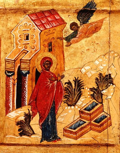 Icon depicting the Annunciation to St. Anne (detail) by School Russian