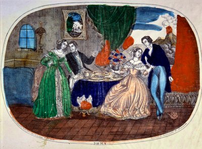 Mondanite: scene of meals and seduction between two couples by School Russian
