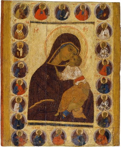 Our Lady of Tenderness with Selected Saints by School Russian