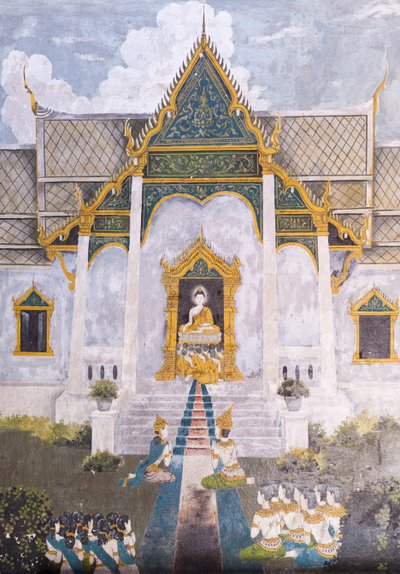 Fresco Depicting a Scene from the Life of Buddha, Wat Phra That Doi Suthep Temple by School Thai