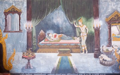 Fresco Depicting a Scene from the Life of Buddha, Wat Phra That Doi Suthep Temple by School Thai
