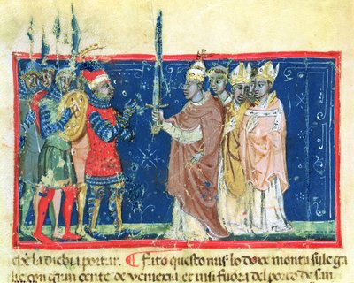 Codex Correr I 383 Pope Alexander III Presents the Sword to Doge Sebastiano Ziani by School Venetian