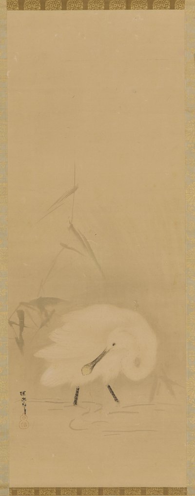 A Spoonbill and Water-Grass, Edo Period by School of Kano Tan