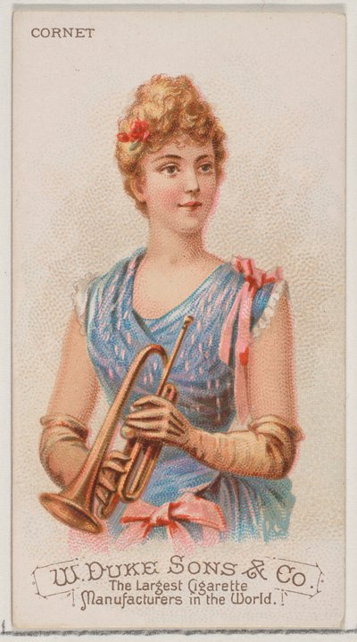 Cornet, from the Musical Instruments series N82 for Duke brand cigarettes, 1888 by Schumacher and Ettlinger