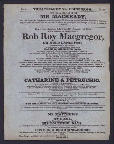 Theatre programme for the Theatre Royal, Edinburgh by Scottish School