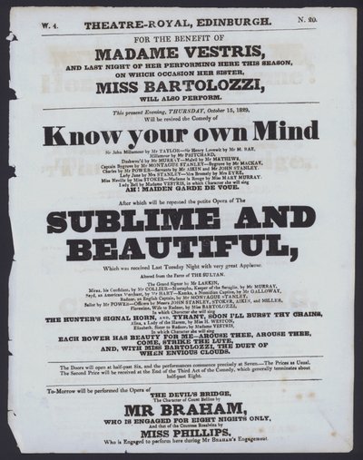 Theatre programme for the Theatre Royal, Edinburgh by Scottish School