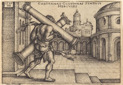 Hercules Carrying the Columns of Gaza by Sebald Beham