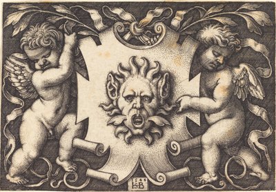 Mask Held by Two Genii by Sebald Beham