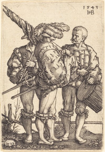 Standard Bearer, Drummer, and Piper by Sebald Beham