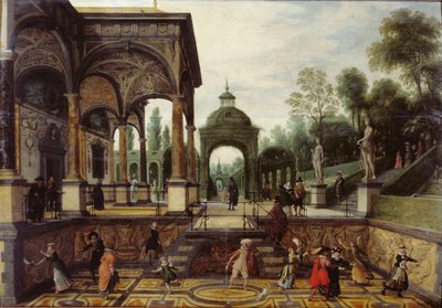 Italian garden with gallery and figures, First third of 17th century by Sebastiaen Vrancx
