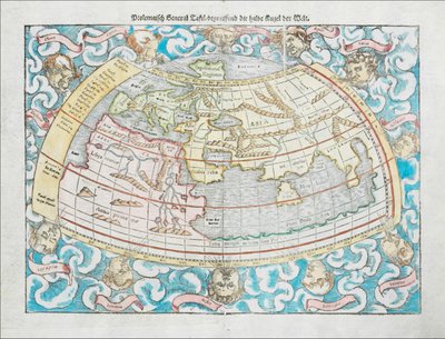 Ptolemaic World Map, 1550 by Sebastian Munster