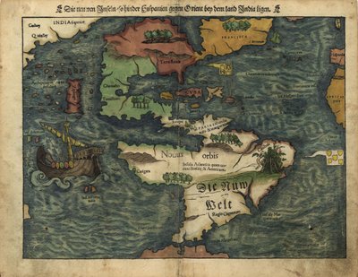 The New Islands, Behind Spain Towards the Orient by the Land of India by Sebastian Munster