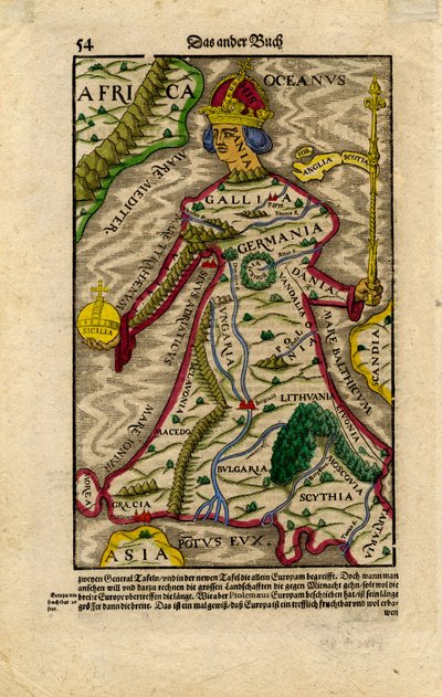 Allegorical Map of Europe, c.1540-50 by Sebastian Munster