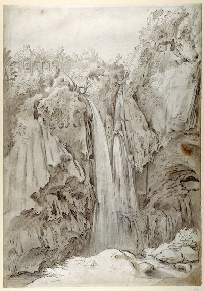 Rocks and falls of the Aniene at Tivoli by Sebastian Vrancx
