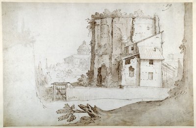 Ruins on the Celio with the church of SS. Giovanni e Paolo by Sebastian Vrancx
