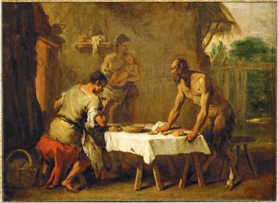 Satyr and Farmer, an Aesopian Fable by Sebastiano (attr. to) Ricci