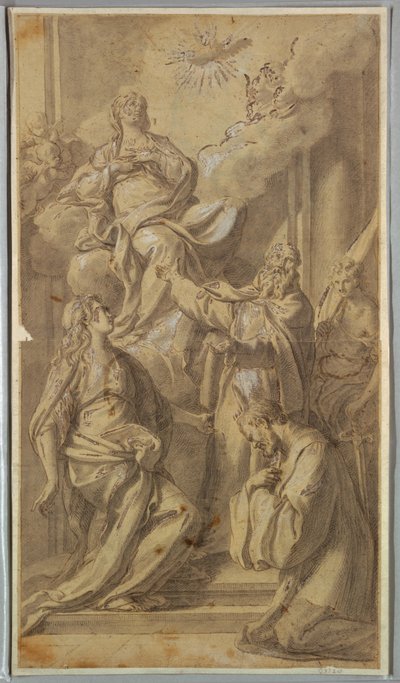 Drawing, Madonna and Saints, ca. 1730 by Sebastiano Conca