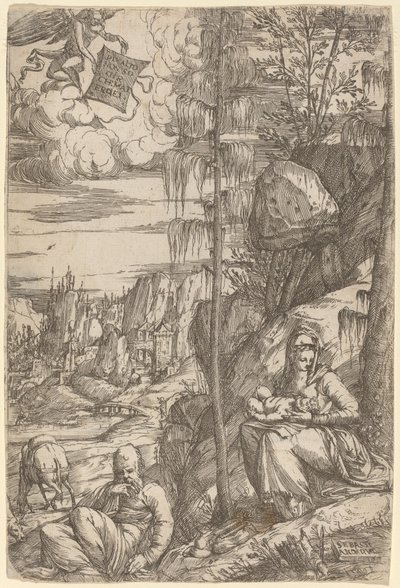 Landscape with the Rest on the Flight into Egypt by Sebastiano de Valentinis