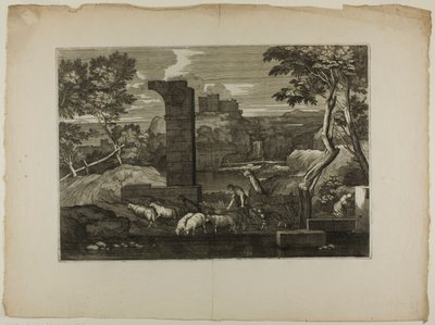 Landscape with a Shepherd and His Flock by Sébastien Bourdon