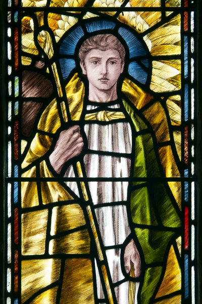Mortehoe, St Mary, Heaton Butler & Bayne, Selwyn Image, Archangel St Raphael (detail) by Selwyn Image Selwyn Image