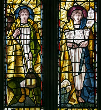 Mortehoe, St Mary, Heaton Butler & Bayne, Selwyn Image, Archangels St Raphael & St Gabriel by Selwyn Image Selwyn Image