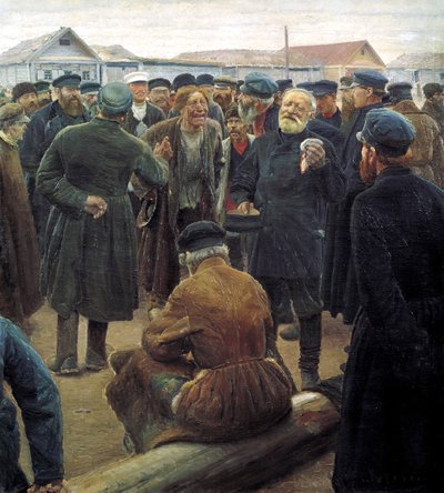 At the country community meeting by Sergei Alexeevich Korovin