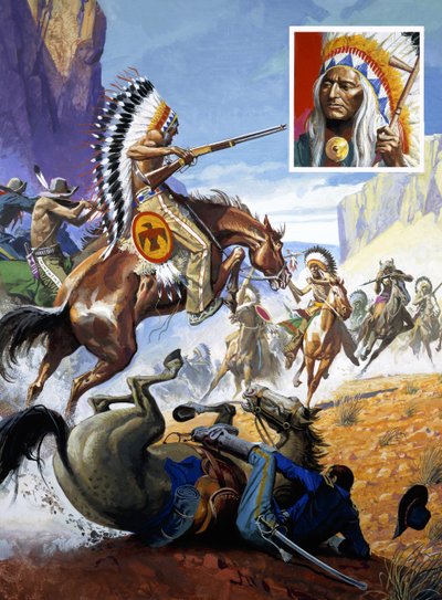 A Skirmish Involving Native American Indians and American Soldiers by Severino Baraldi