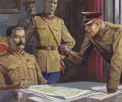 General Georgi Zhukov Arguing with Stalin About Military Tactics by Severino Baraldi