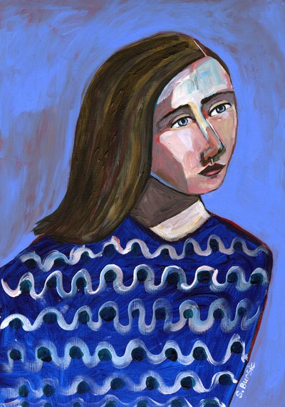 Thoughtful Blue Portrait by Sharyn Bursic