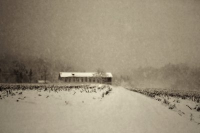 Winter Barn Landscape by Sheila Bernard