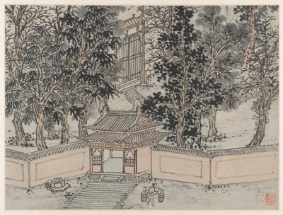 Twelve Views of Tiger Hill, Suzhou: Tiger-Flight Spring at the Back Gate by Shen Zhou