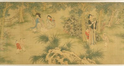 Women and Children in a Garden by Shi Wang