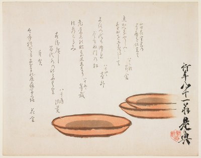 Brown Earthenware Basins by Shibata Zeshin
