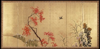 Autumn (left of a pair of Birds and Flowers in Spring and Autumn) by Shibata Zeshin