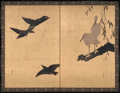 Egrets and Crows by Shibata Zeshin