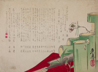 Vases with Bamboo and Text by Shibata Zeshin