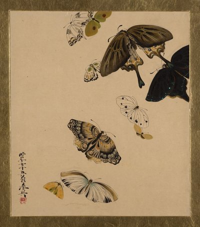 Lacquer Paintings of Various Subjects: Butterflies by Shibata Zeshin