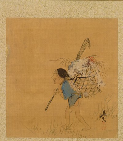 Peasant with Basket from Album of Paintings by the Venerable Zeshin by Shibata Zeshin