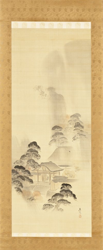 Temple in Autumn Rain by Shibata Zeshin
