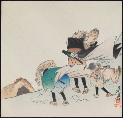 Travelers in a Storm by Shibata Zeshin