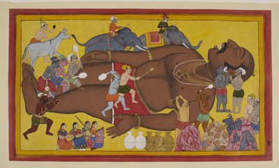 Demons Rouse Sleeping Kumbhakarna to Fight Rama by S?hibdin S?hibdin