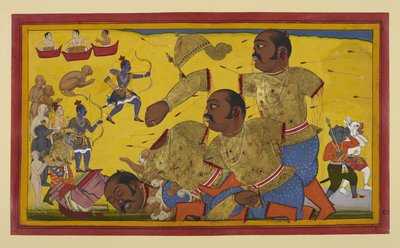 Kumbhakarna Is Slain by Rama; Allies Rejoice While Vibhishana Mourns by S?hibdin S?hibdin