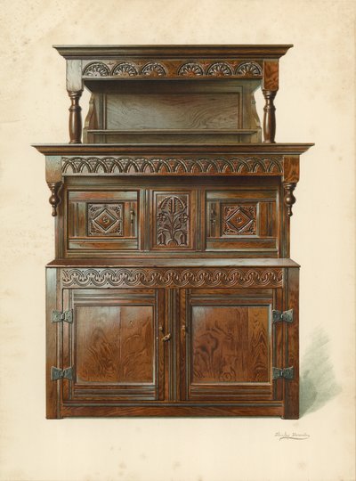 Oak Court Cupboard (Tridarn), Property of H. Clarence Whaite by Shirley Charles Llewellyn Slocombe