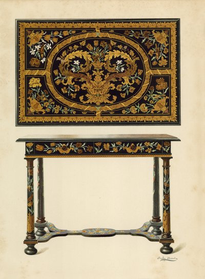 Table Inlaid with Marqueterie, Property of Lord Zouche of Haryngworth by Shirley Charles Llewellyn Slocombe