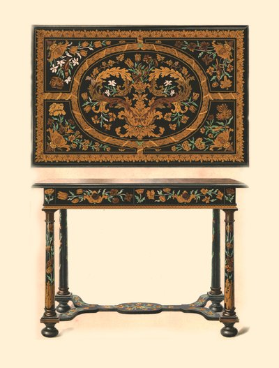 Table inlaid with marquetry, 1905 by Shirley Charles Llewellyn Slocombe